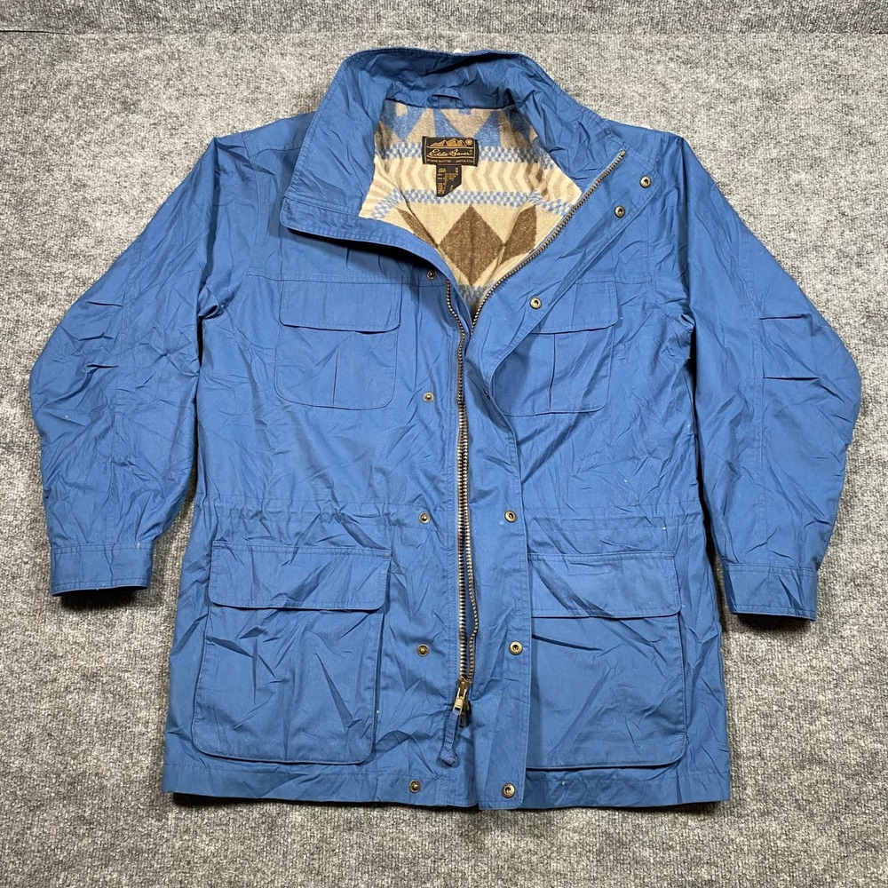 Vintage Eddie Bauer Mens Blue Field Jacket Wool Blend Lining U734 Size Medium